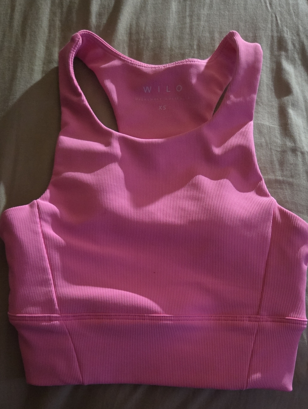 WILLO Ribbed Pink Racerback Sports Bra
